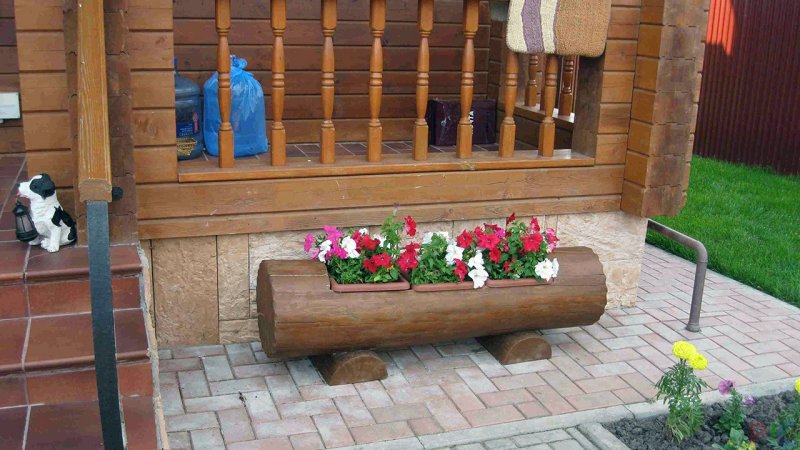 Клумбы во дворе частного