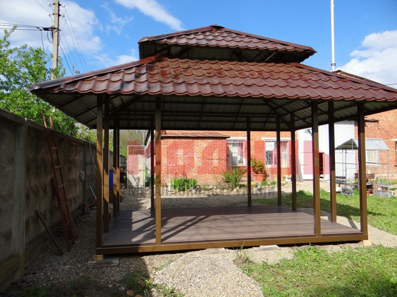 Крыша металлической беседки 5х3