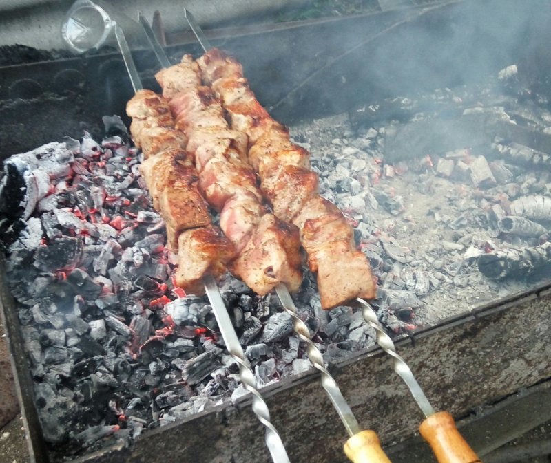 Мангал обычный с шашлыком
