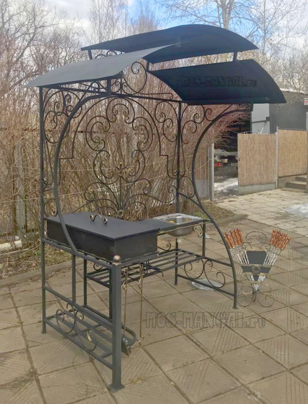 Мангал лофт с крышей
