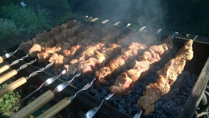 Шашлыки на даче ночью