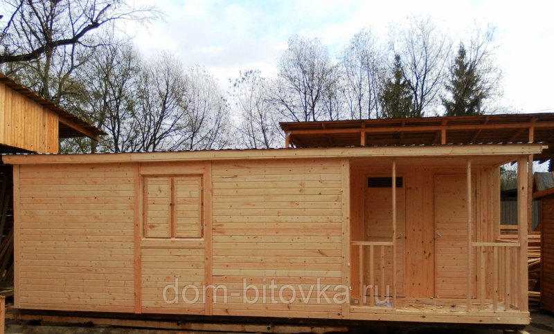 Бытовка с верандой 2,3м * 5,8м, утепленная