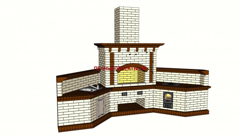 Кирпичный мангал с казаном
