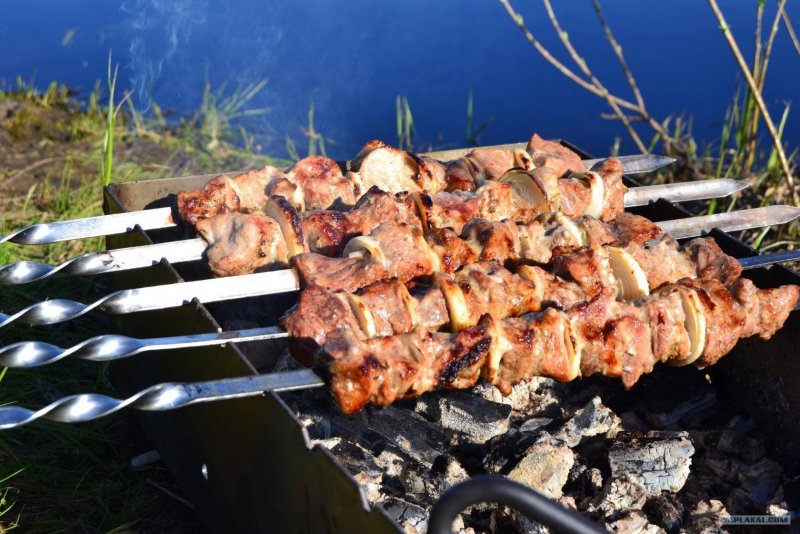 Мясо на мангале зимой