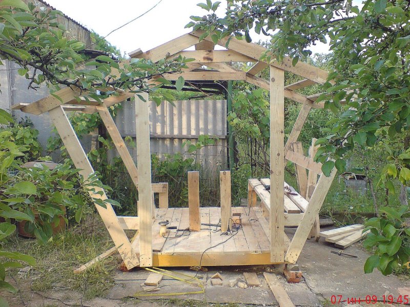 Летние деревянные беседки