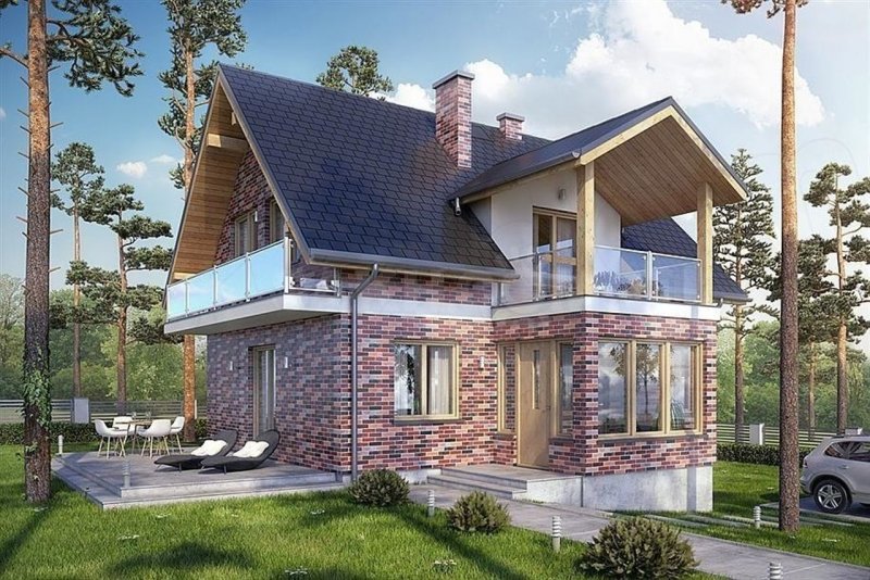 Коттедж с балконом и террасой