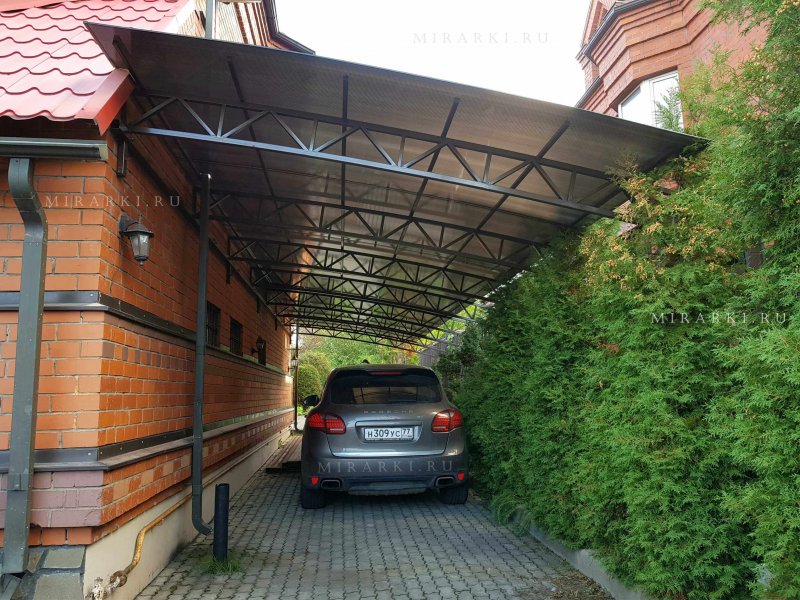 Забор с навесом перед домом