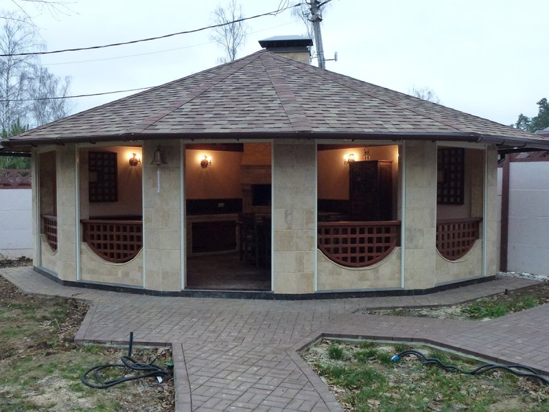 Пергола патио с мангалом