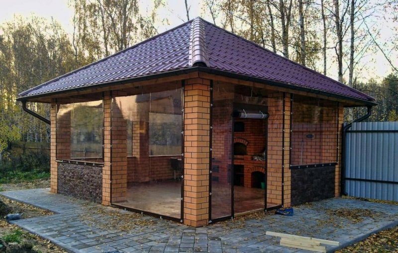 Красивые беседки из кирпича (149 фото)