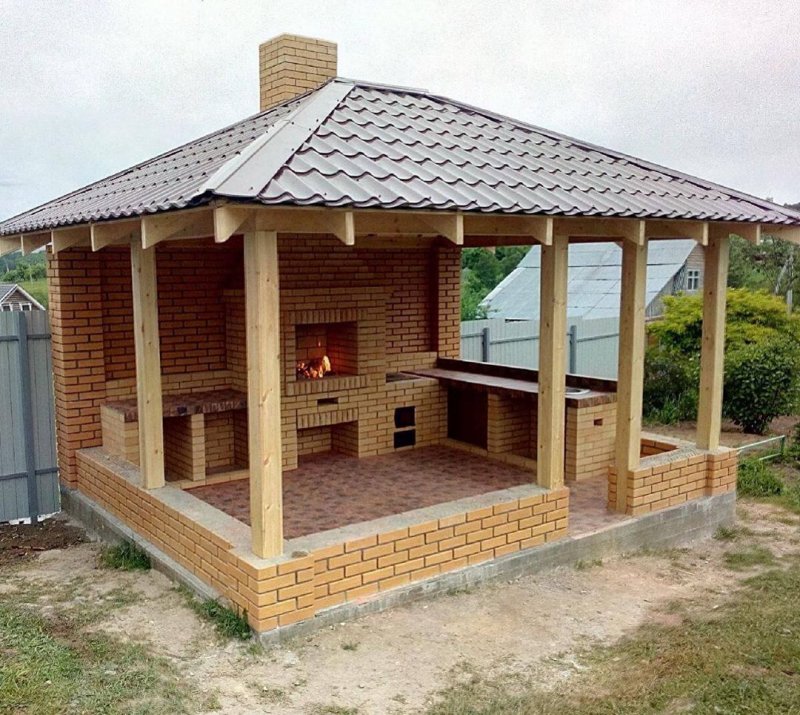 Мангальная беседка из кирпича