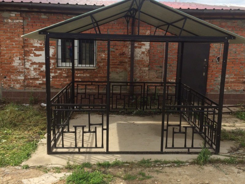 Беседка Садовая металлическая 286x268x249 см с крышей из поликарбоната