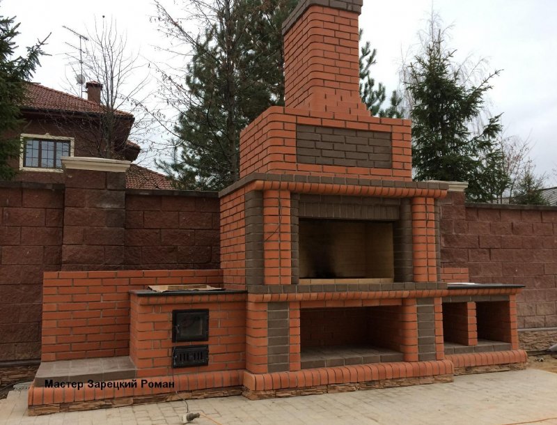 Камины барбекю из кирпича