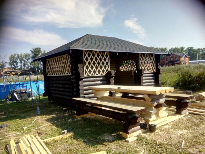 Фундамент для беседки из оцилиндрованного бревна