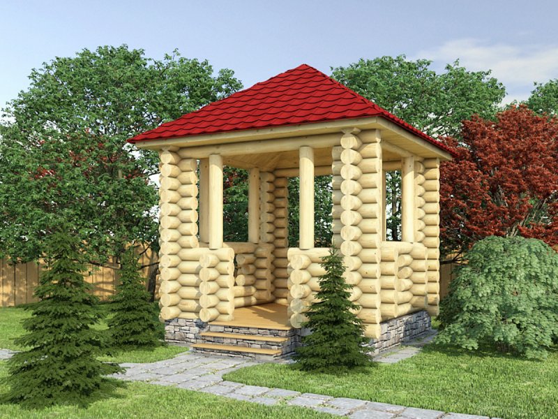 Рубленные беседки из бревна
