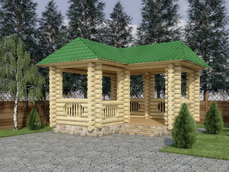 Беседка из оцилиндрованного бруса