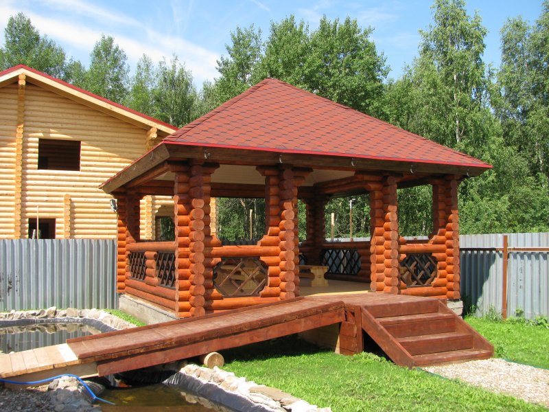Беседка зима лето из сруба