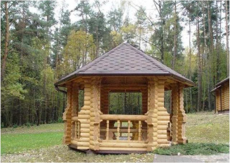 Сборка беседки из оцилиндрованного бревна на гвозди