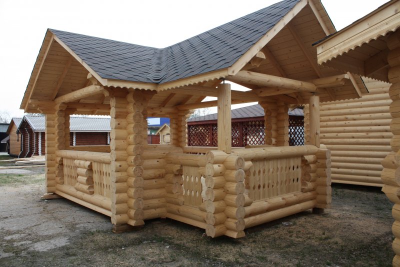 Сказочные беседки из бревна