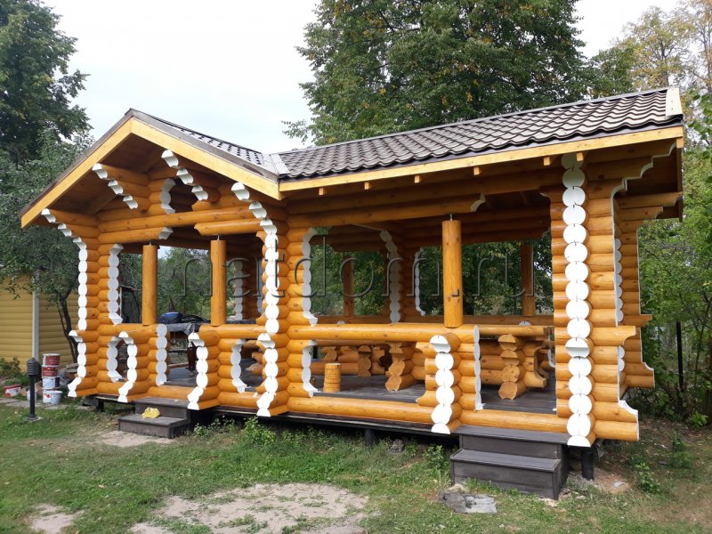 Беседки из бревна проекты