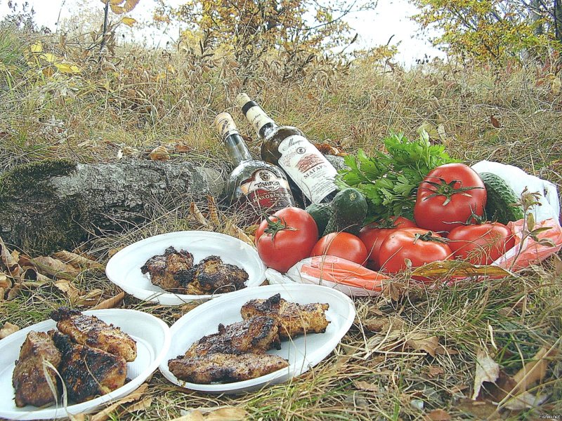 Шашлык осенью на природе