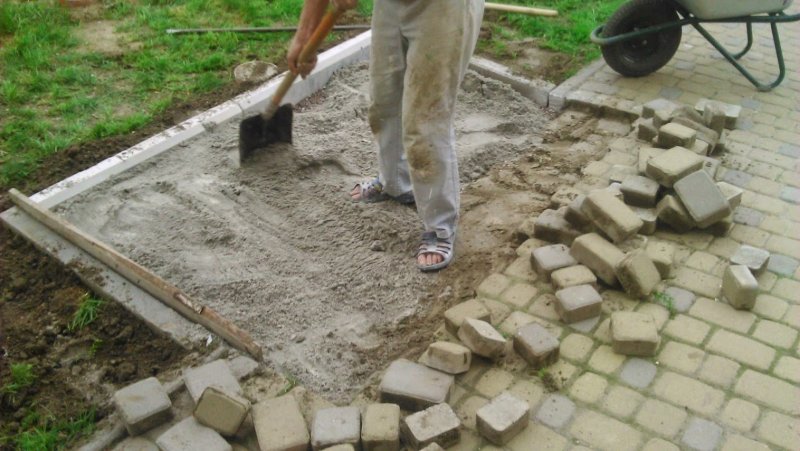 Фундамент из тротуарной плитки под беседку