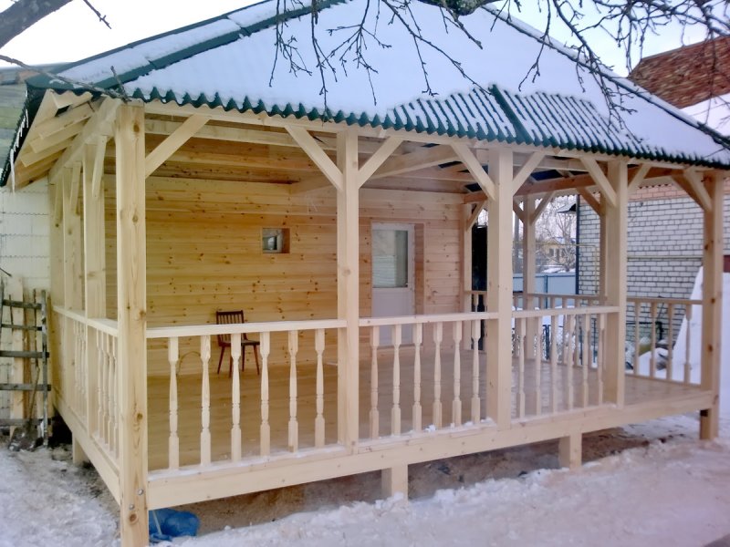 Беседка пристрой к бане