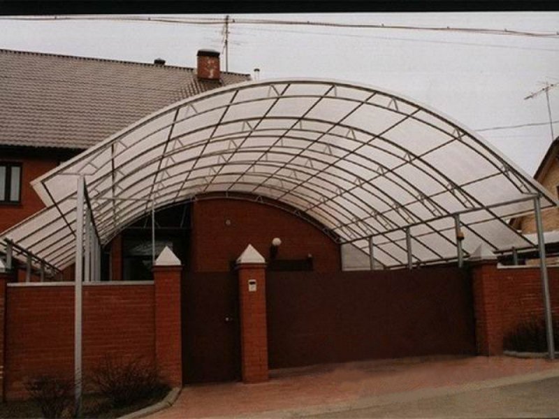 Ворота с навесом для автомобиля