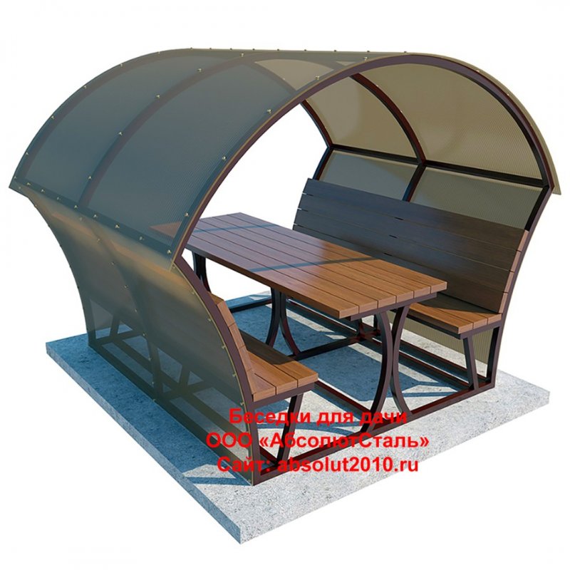 Беседка Садовая металлическая 286x268x249 см с крышей из поликарбоната