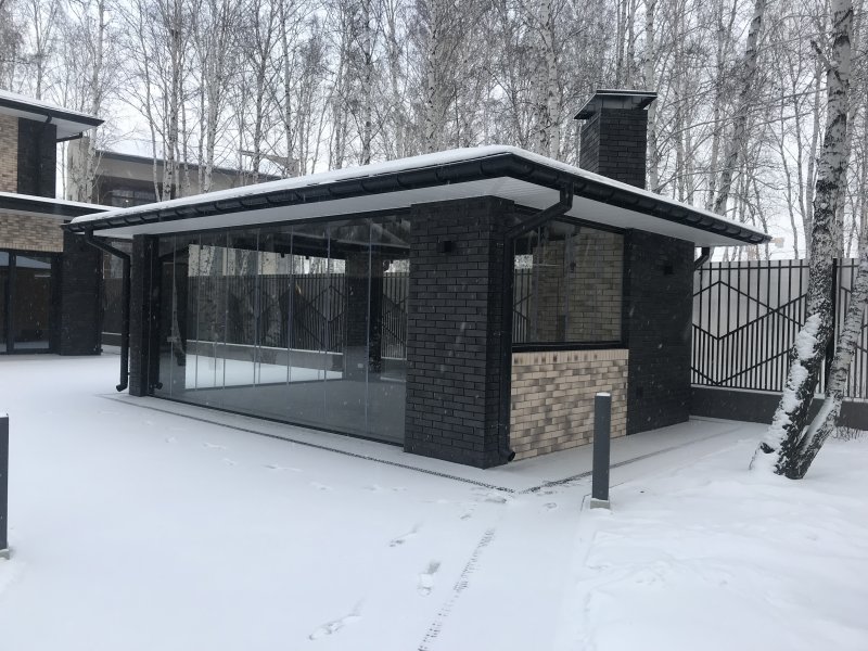Стеклянные беседки с барбекю