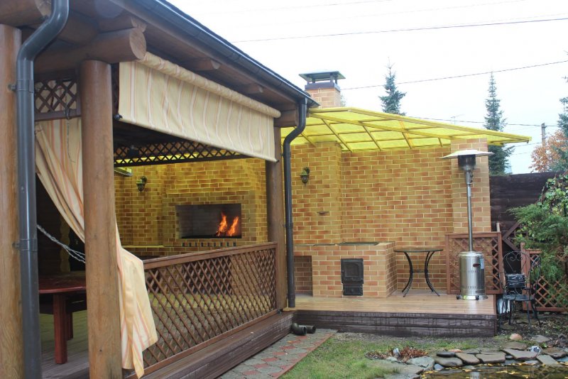 Открытые беседки с камином