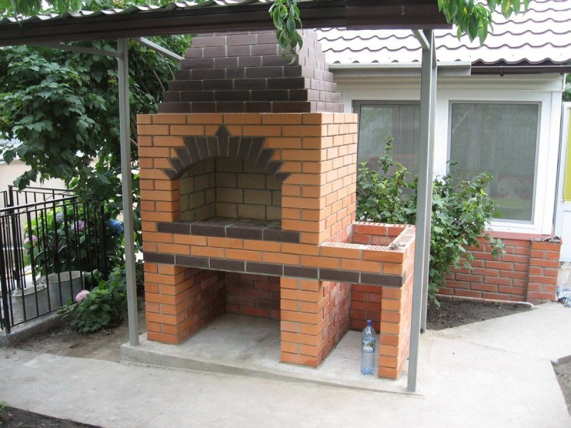 Кирпичный мангал с казаном