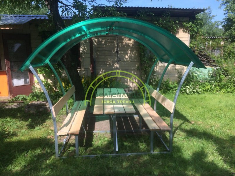 Беседка Садовая металлическая 286x268x249 см с крышей из поликарбоната