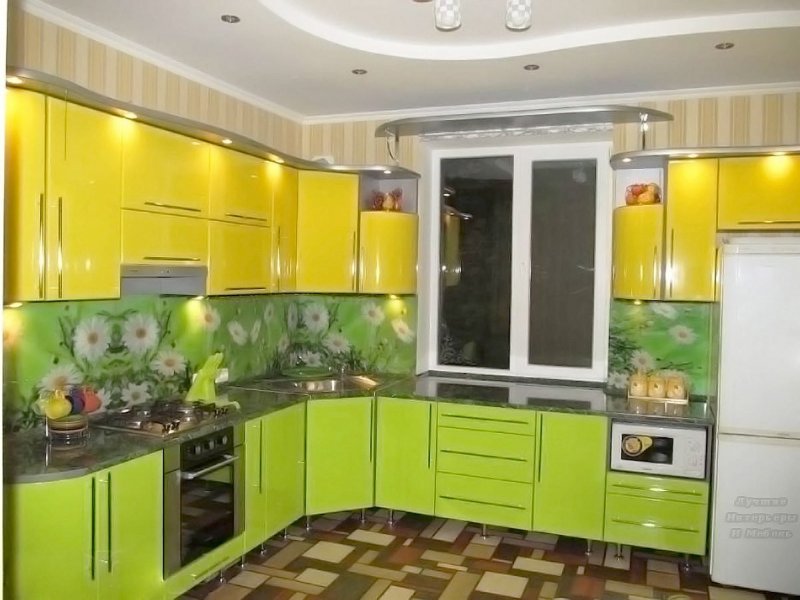 Желто-зеленый кухонный гарнитур