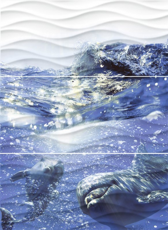 (Wa2t123d) Wave Dolphins, 60x44, фиолетовый, панно