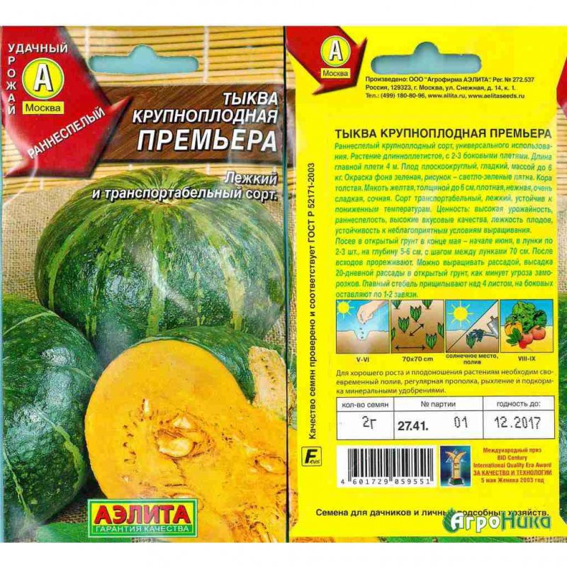 Тыква семена лучшие сорта