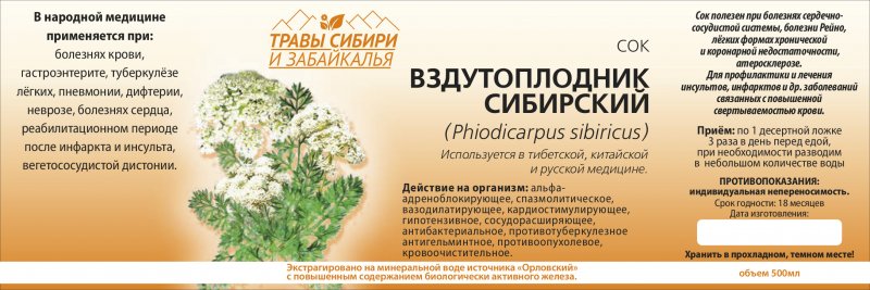 Вздутоплодник Сибирский Фармакогнозия