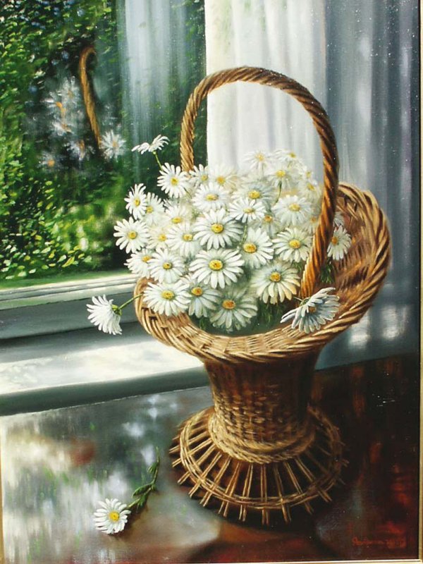 Корзинка с ромашками