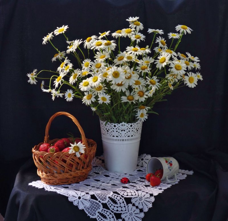 Ромашки в корзине