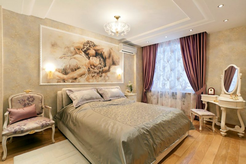 Фрески в интерьере спальни