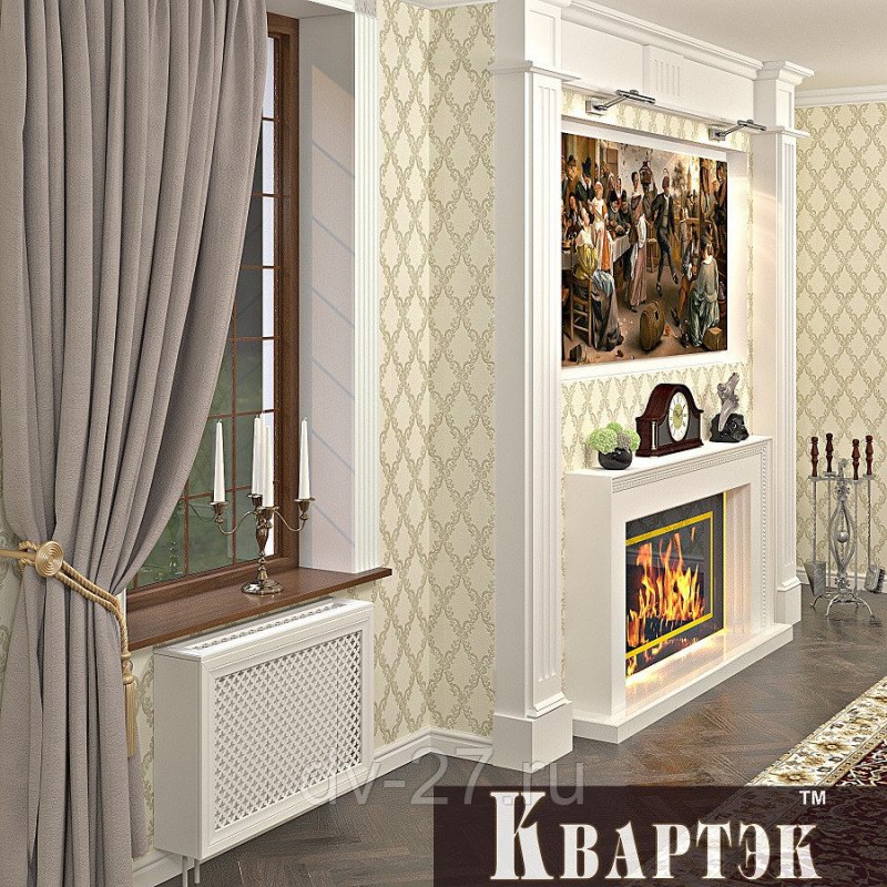 Экран на батарею с полочками