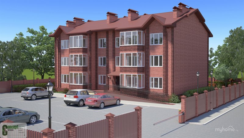 Кирпичный многоэтажный дом
