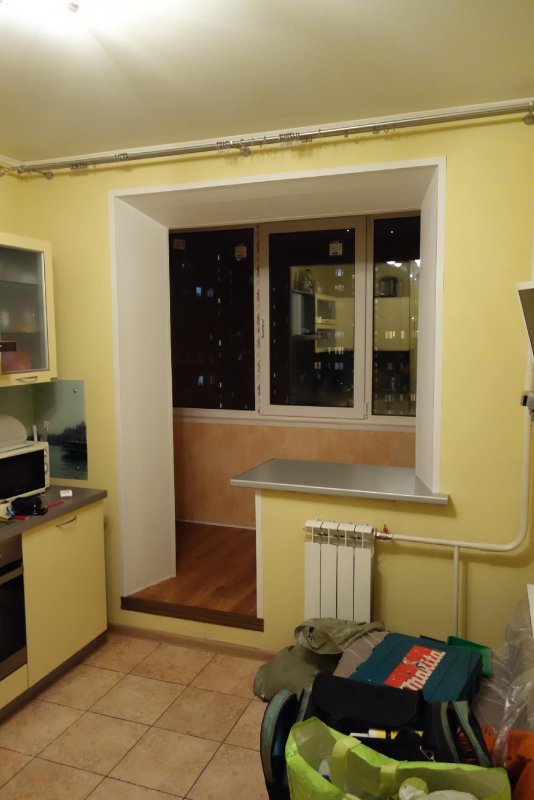 Объединение балкона с кухней