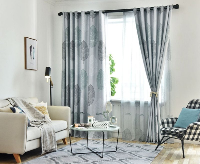 Серые Blackout Curtains в гостиной