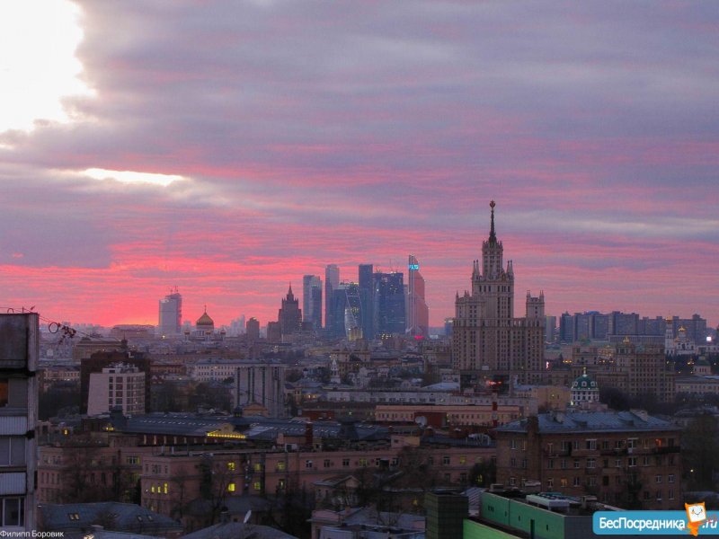 Вид с крыши Москва Сити МГУ