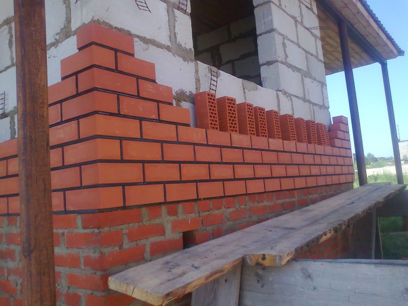 Отделка газобетона кирпичом