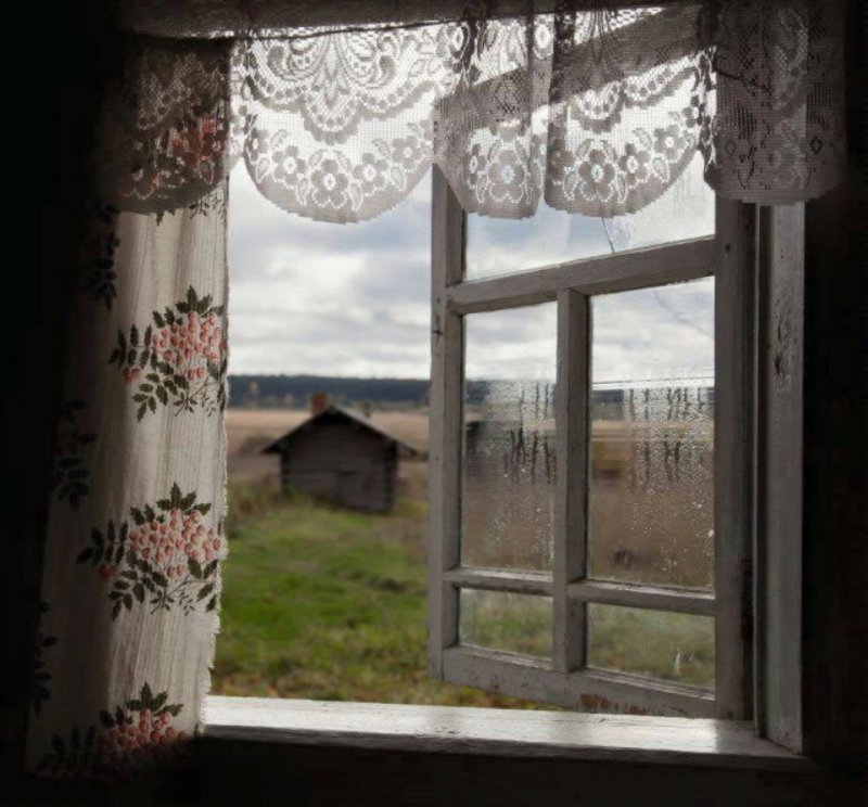 Фон окно штора осень