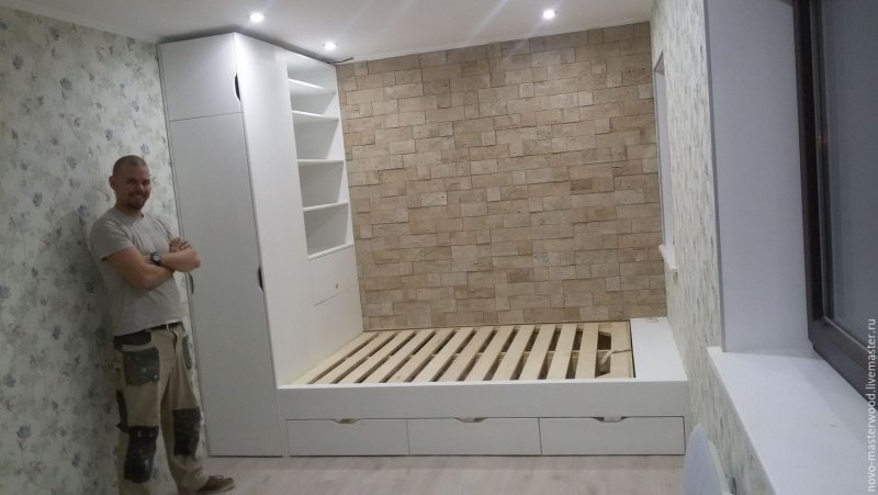 Кровать подиум из шкафов икеа