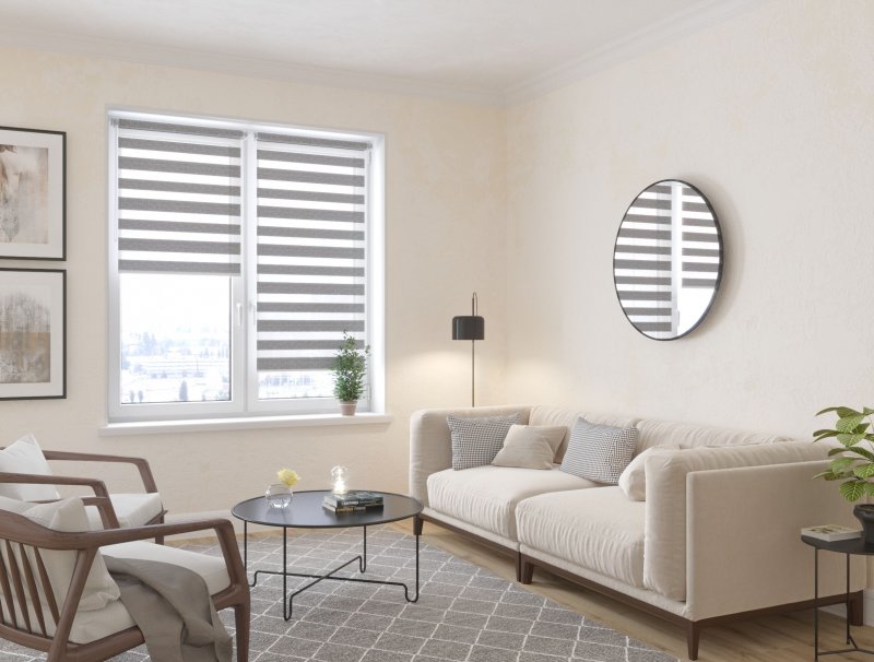 Штора рулонная день-ночь MIAMOZA Paris 70x160 см, цвет молочный