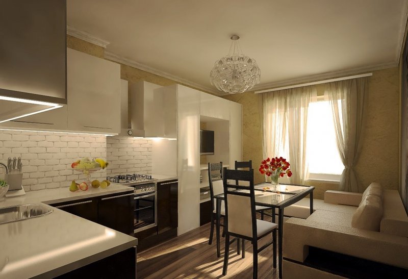 Кухня гостиная икеа 13м