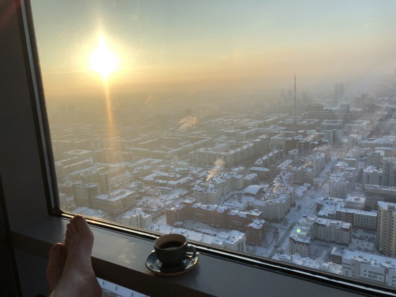 Рассвет вид из окна
